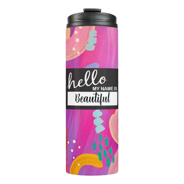 Hallo Mein Name ist Pink Playful Girl Ästhetik Thermosbecher (Vorderseite)