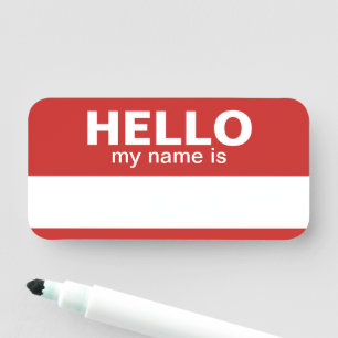 Hallo, mein Name ist - rot - Employee Dry Erase Namensschild