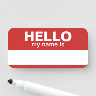 Hallo, mein Name ist - rot - Employee Dry Erase Namensschild