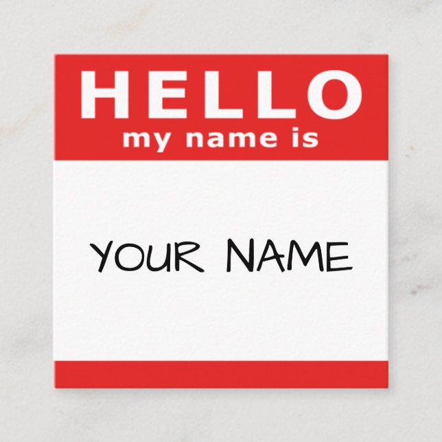 Hallo, mein Name ist rot Quadratische Visitenkarte (Vorderseite)