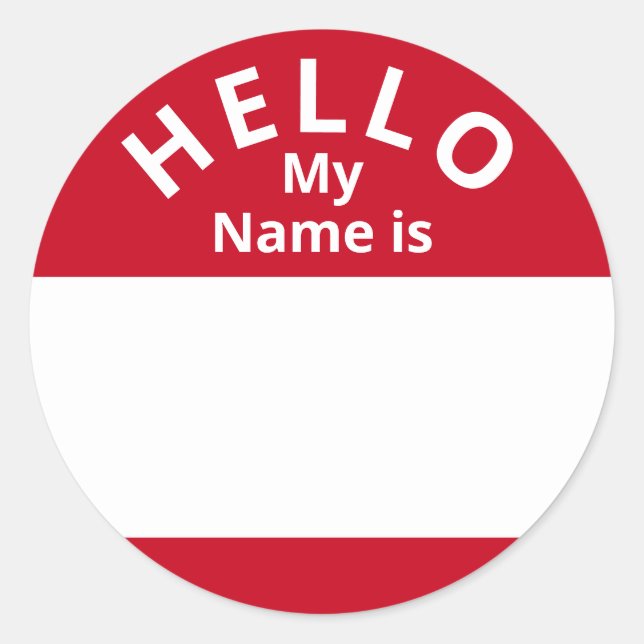 Hallo Mein Name ist Rot und Weiß Name Aufkleber (Vorderseite)