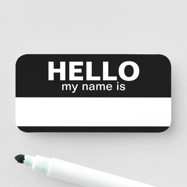 Hallo, mein Name ist - Schwarz - Employee Dry Eras Namensschild (Beispiel)