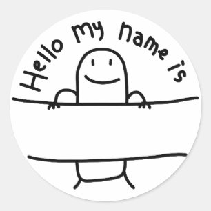 Hallo, mein Name ist – Süßer Cartoon-Name-Tag-Aufk Runder Aufkleber