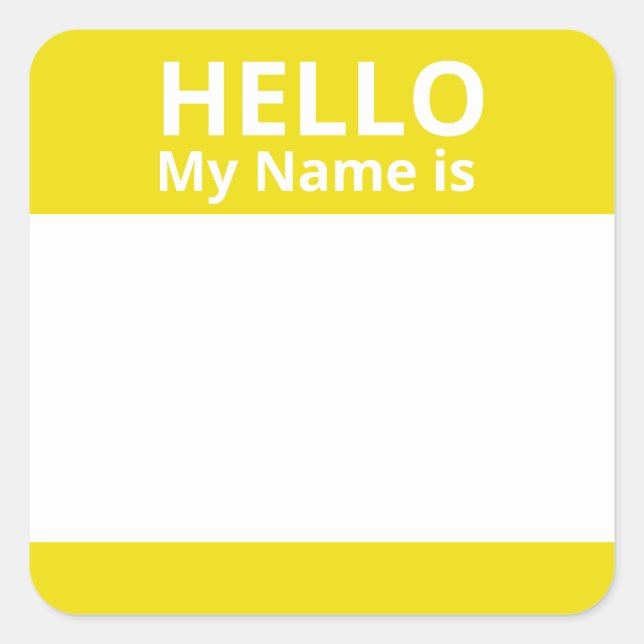 Hallo Mein Name ist Yellow White Name Aufkleber (Vorderseite)
