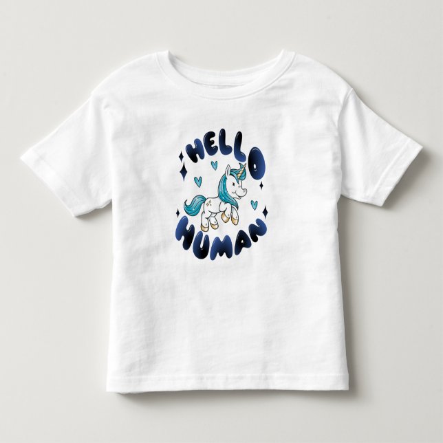 Hallo Mensch Lieblich Unicorn Kleinkind T-shirt (Vorderseite)