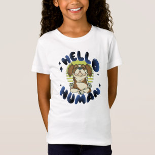 Hallo Mensch Meditierender Yoga-Hund T-Shirt