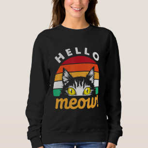 Hallo Meow Cat Retro Style Sweatshirt