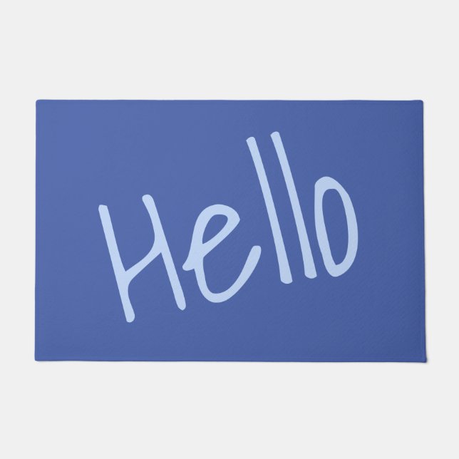 Hallo Minimalistisch Blue begrüßen Fußmatte (Vorderseite)