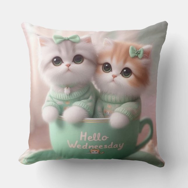Hallo Mittwoch Niedliche Katzen Kissen Kissen werf (Vorderseite)