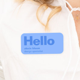Hallo Modern Minimal Simple Blue Stilvoll Trendy Namensschild