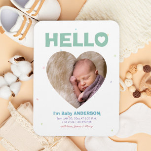 Hallo Moderne Elegant Baby Foto Geburtserklärung A Magnet