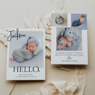 Hallo   Moderne minimalistische einfache Baby-Foto Ankündigung