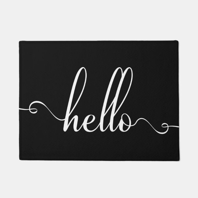Hallo Moderne Typografie Weiß und Schwarz Fußmatte (Vorderseite)