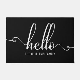 Hallo Moderne Typografie Weiß und Schwarz Fußmatte