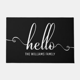 Hallo Moderne Typografie Weiß und Schwarz Fußmatte