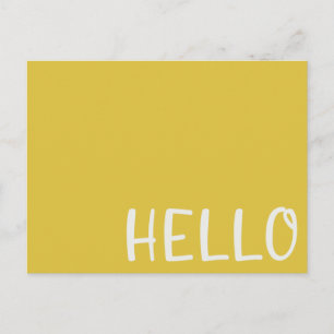 Hallo    Moderner Mustard Yellow Minimalistisch ei Postkarte