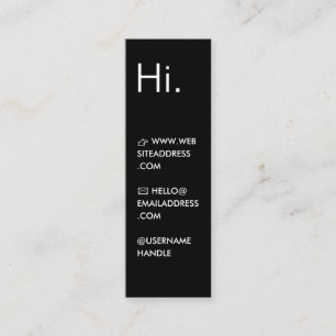 Hallo   Modernes Minimal Schwarz & Weiß Mini Visitenkarte