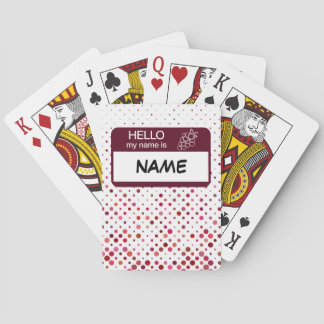 Hallo Name Abzeichen Wine Polka Dots angepasst Spielkarten