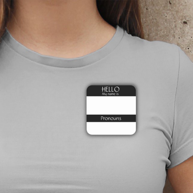 Hallo Name Tag Aufkleber Abzeichen Pronouns sind (Von Creator hochgeladen)