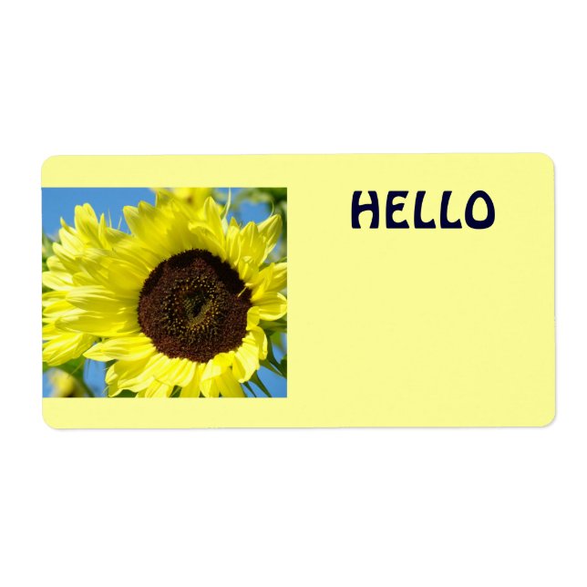 Hallo Name Tags Gelbe Sonnenblumen Blume (Vorne)
