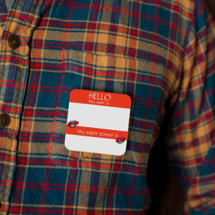 Hallo Namensschild Sticker Abzeichen Lustig Superk