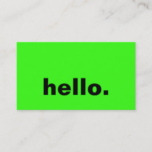 Hallo Neon Green Bright farbenfrohe Typografie Cus Visitenkarte