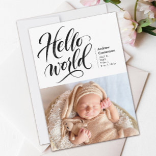 Hallo Neue Baby-Foto-Pinsel Handgezeichnetes Skrip Ankündigung