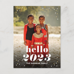 Hallo Neue Jahr EDITABLE FARBEN Urlaub Postkarte