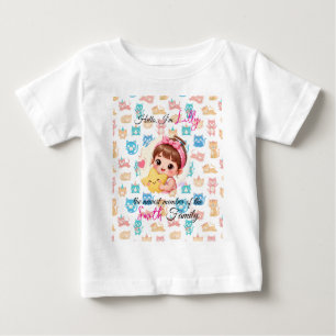 Hallo neuester Familienmitglied Muster Katze indiv Baby T-shirt