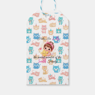 Hallo neuester Familienmitglied Muster Katze indiv Geschenkanhänger