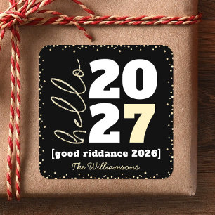 Hallo Neujahr Schwarzes Gold Modernes Benutzerdefi Quadratischer Aufkleber