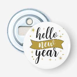 Hallo Neujahr — Weiß und Golden Geflickt Flaschenöffner