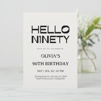 Hallo Neunzig Chic 90. Geburtstag Einladung
