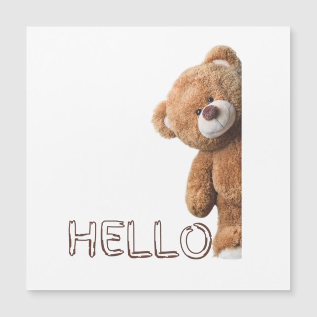 Hallo Niedlich Brown Teddy Bear Magnetkarte (Vorderseite)