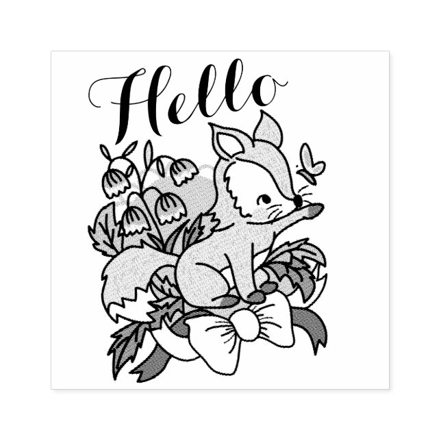 Hallo Niedlich Fox Gummistempel (Prägung)