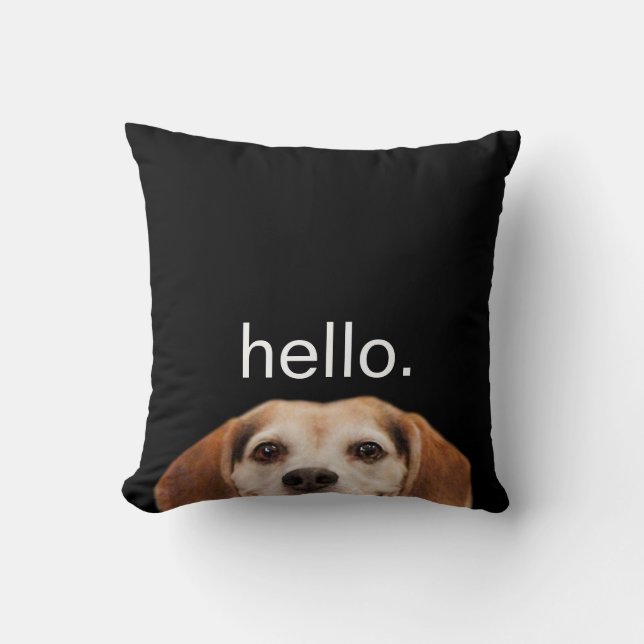 Hallo Niedlich Funny Lächeln Beagle Hund Modernes  Kissen (Vorderseite)