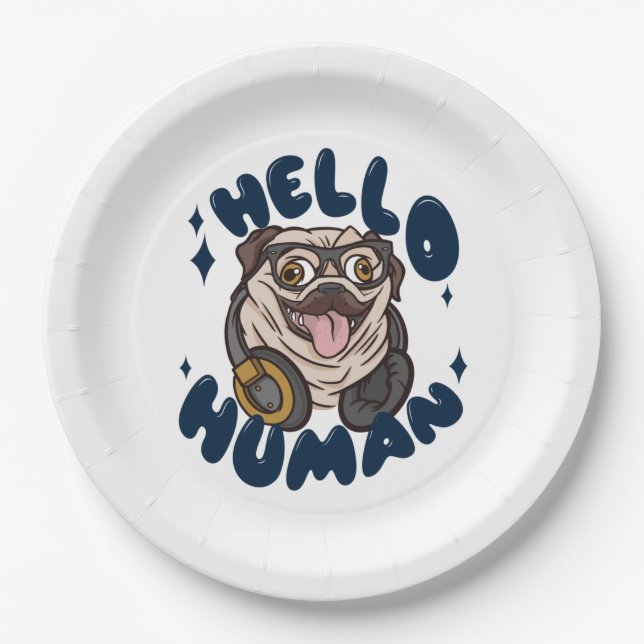 Hallo, Niedlicher Hund Pappteller (Vorderseite)