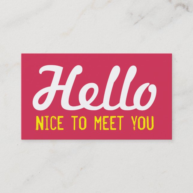 "HALLO Nizza, Sie zu treffen" magentaroter Visitenkarte (Vorderseite)