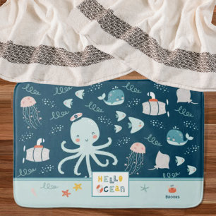 Hallo Ocean Octopus Nautical Blue Kinderbad Badematte