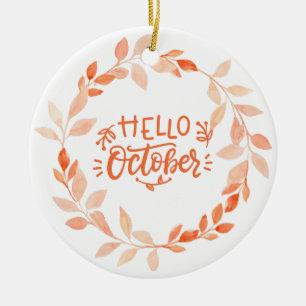 Hallo Oktober Aquarell Herbst Wildblume Herbst Keramik Ornament