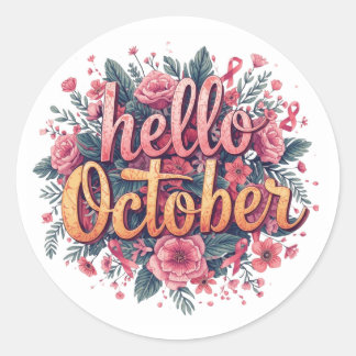 Hallo Oktober Runder Aufkleber