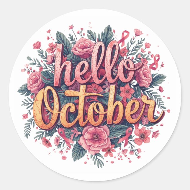 Hallo Oktober Runder Aufkleber (Vorderseite)