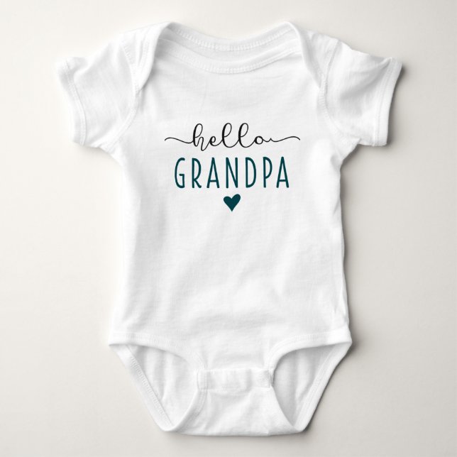Hallo Opa Schwangerschaft Ankündigung Baby Strampler (Vorderseite)