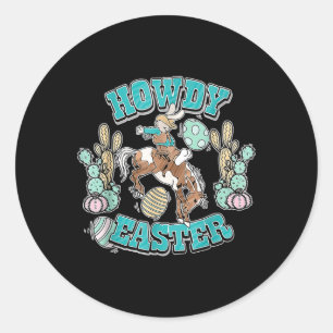 Hallo Osternhemd Western Cowboy Bunny Osterei Runder Aufkleber