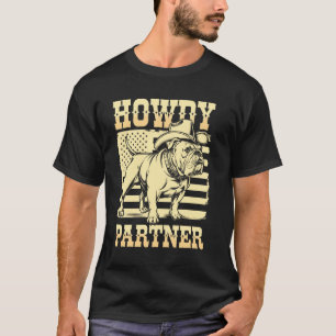 Hallo Partner Bulldogge Cowboy Hund T-Shirt