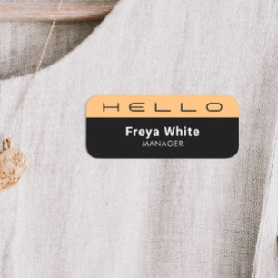 Hallo Pastel Orange, Black Namensschild