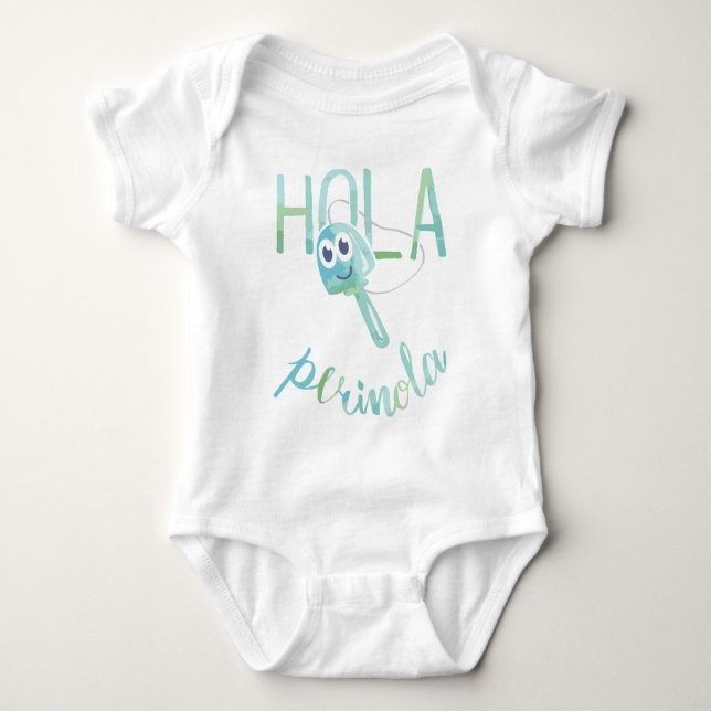 Hallo Perinola Watercolor Venezuelan Phrases Baby Strampler (Vorderseite)
