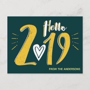 Hallo personalisierte Postkarte des neuen Jahres