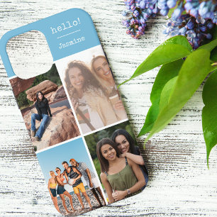 Hallo! Personalisierten 4 Foto Collage Sky Blue Case-Mate iPhone Hülle