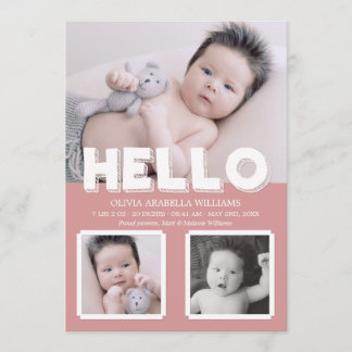 Hallo Pink Baby Ankündigung Foto Collage